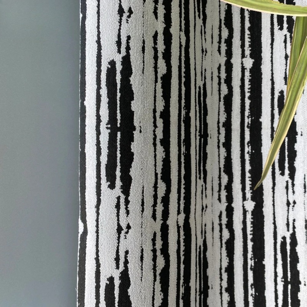 Blackout Curtain Thick - Tirai Jacquard Chenille Hitam Putih Nordik