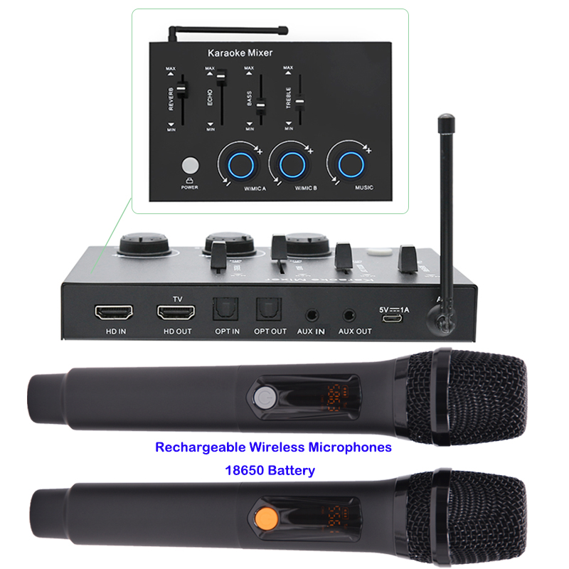 Home Cinema Gadgets - Mixer Karaoke Mikrofon Nirkabel Isi Ulang