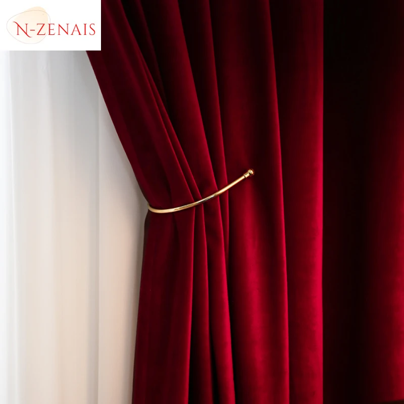 Blackout Curtain Thick - Tirai beludru merah merah merah anggur