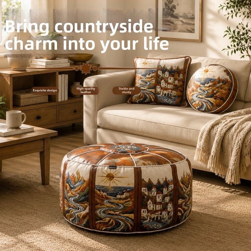 Recliner Sofa Cover - Pouf Ottoman Pola Boho Baru, Kulit