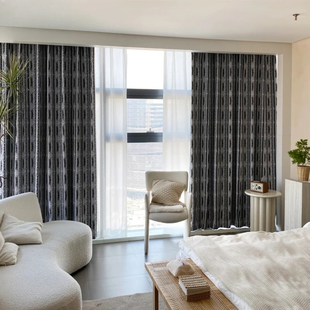 Tirai Jacquard Chenille Hitam  - Blackout Curtain Thick ulasan dan harga