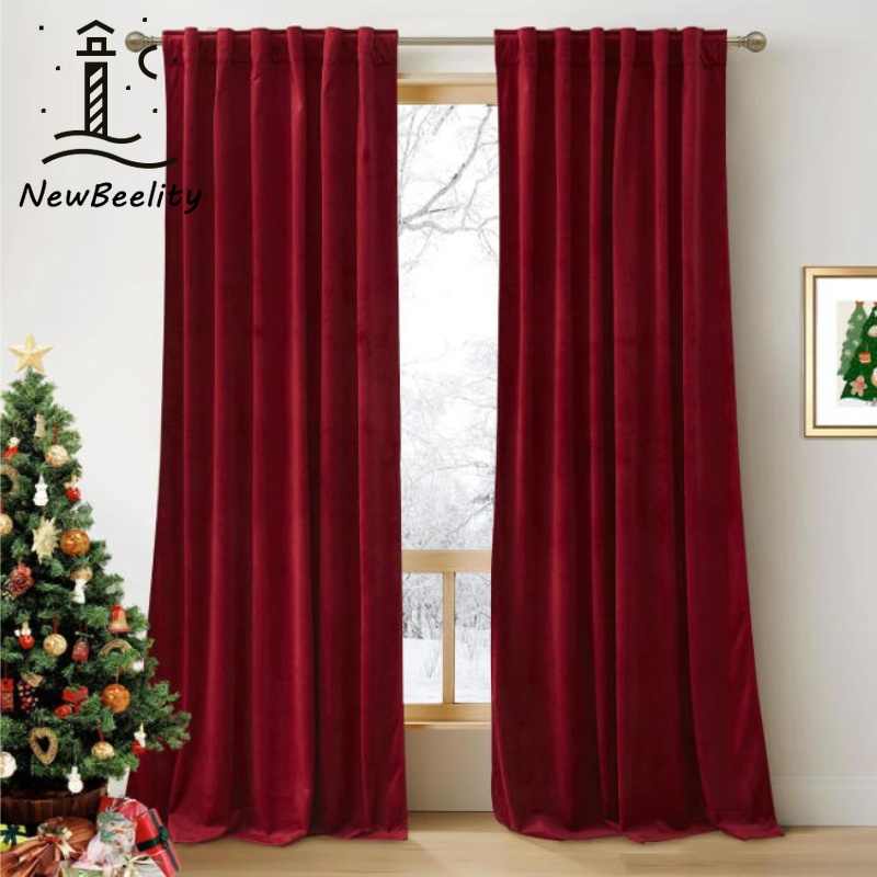 Tirai beludru mewah merah mera - Blackout Curtain Thick ulasan dan harga