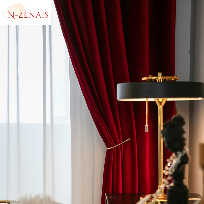 Tirai beludru merah merah mera - Blackout Curtain Thick ulasan dan harga