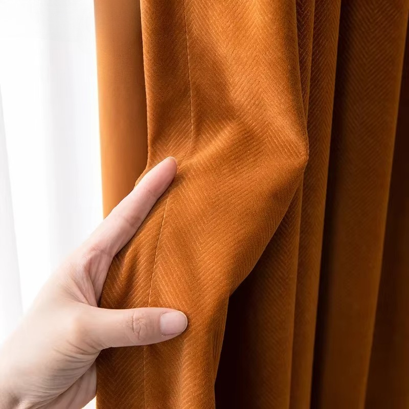 Tirai Beludru Herringb Oranye  - Blackout Curtain Thick ulasan dan harga