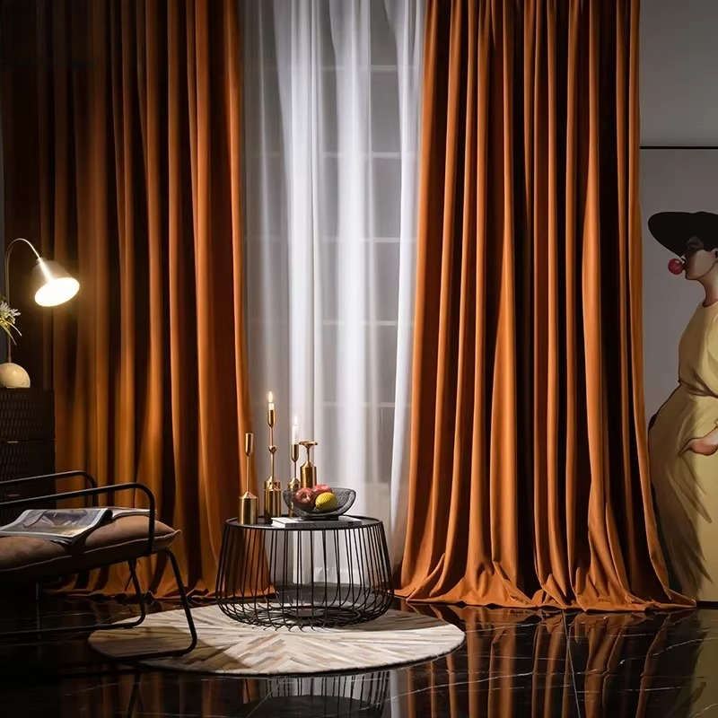 Tirai Beludru Herringb Oranye  - Blackout Curtain Thick ulasan dan harga