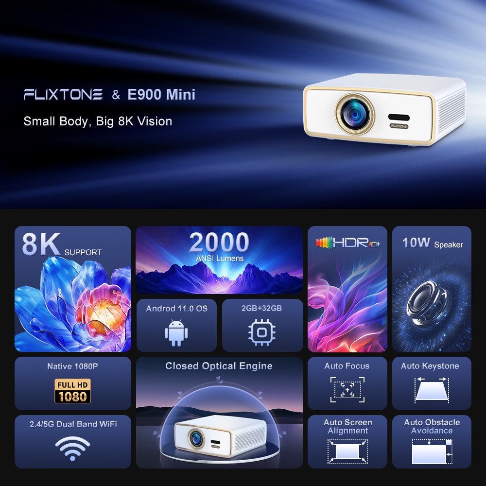 Flixtone E900 MINI, Proyektor  - Home Cinema Gadgets ulasan dan harga